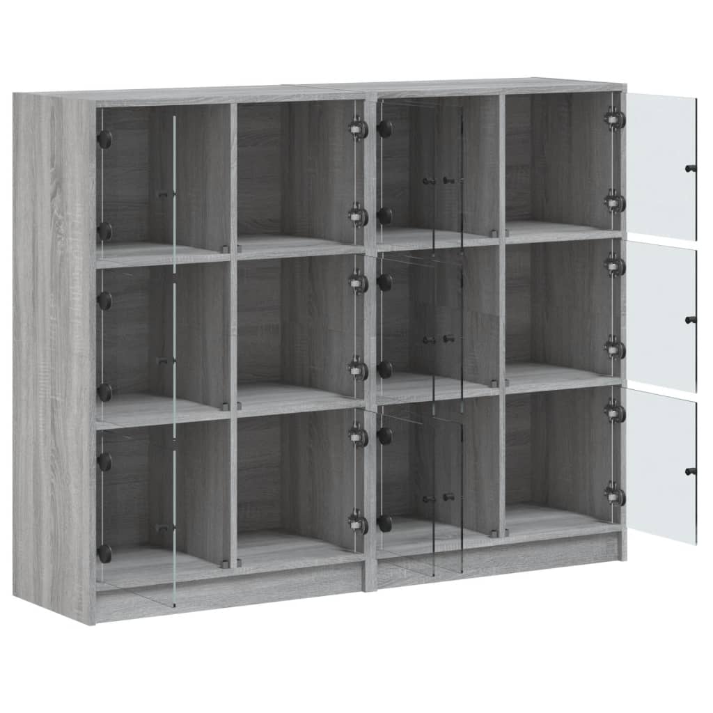 vidaXL Βιβλιοθήκη με Πόρτες Γκρι Sonoma 136x37x109 εκ. Επεξ. Ξύλο