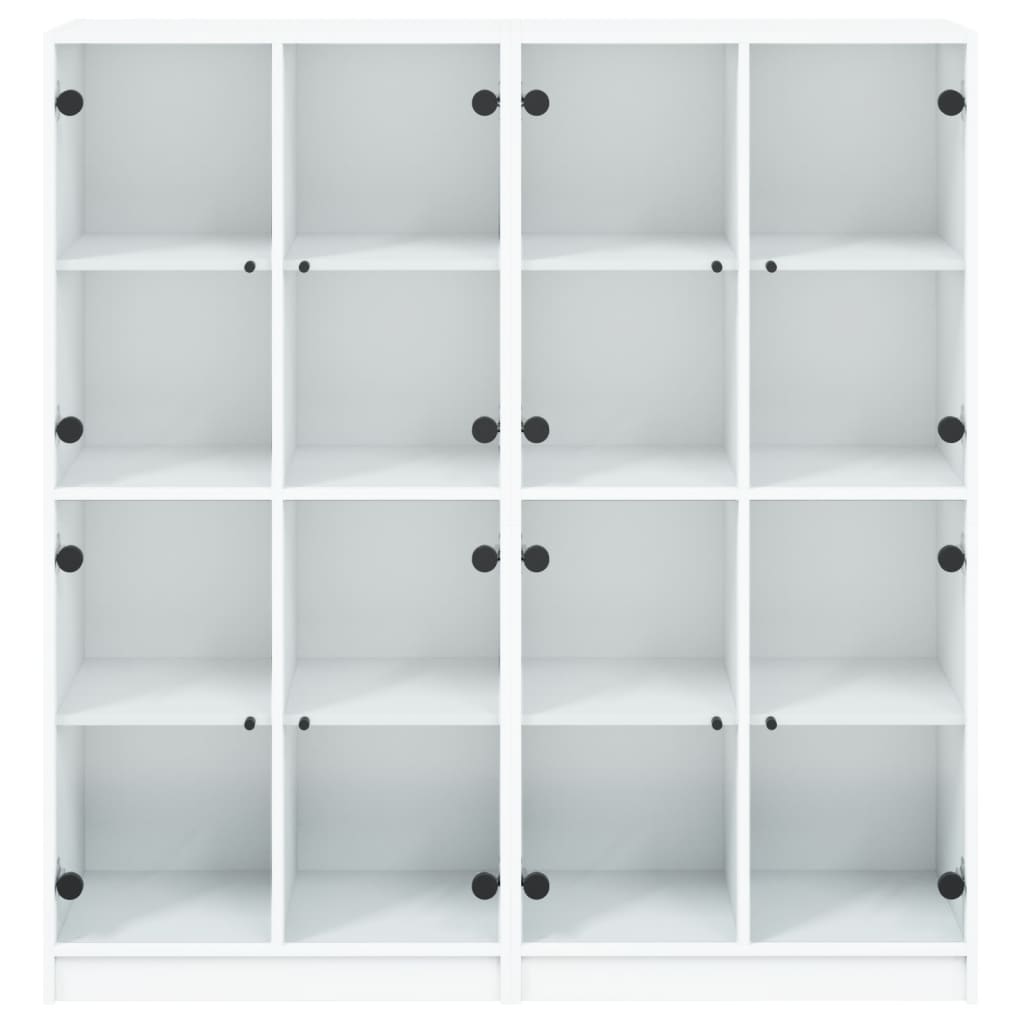 vidaXL Βιβλιοθήκη με Πόρτες Λευκή 136x37x142 εκ. από Επεξεργ. Ξύλο