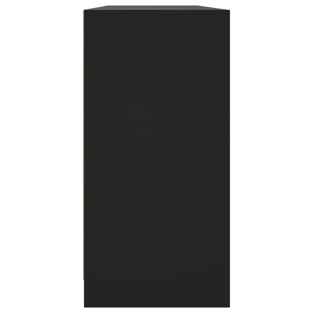 vidaXL Βιβλιοθήκη με Πόρτες Μαύρη 204x37x75 εκ. Επεξ. Ξύλο