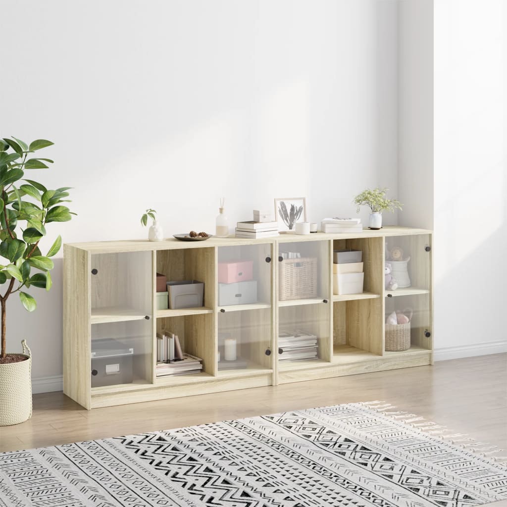 vidaXL Βιβλιοθήκη με Πόρτες Sonoma Δρυς 204x37x75 εκ. Επεξ. Ξύλο