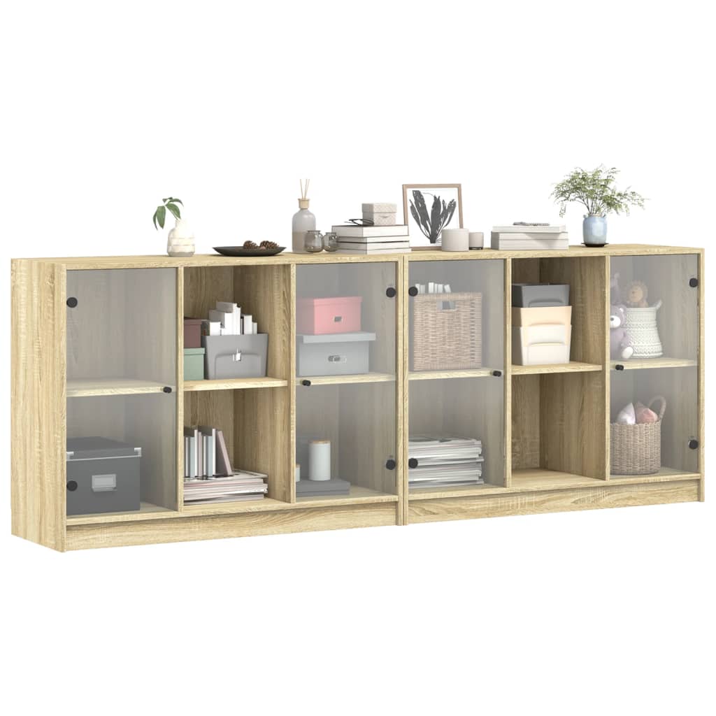 vidaXL Βιβλιοθήκη με Πόρτες Sonoma Δρυς 204x37x75 εκ. Επεξ. Ξύλο