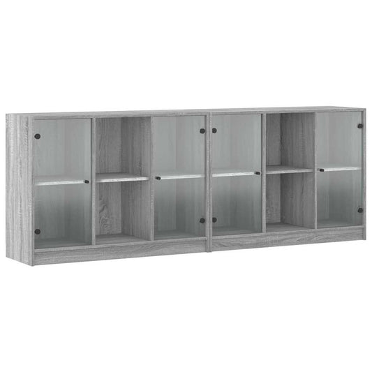 vidaXL Βιβλιοθήκη με Πόρτες Γκρι Sonoma 204x37x75 εκ. Επεξ. Ξύλο