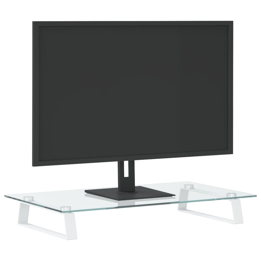 vidaXL Βάση Οθόνης Λευκή 60 x 35 x 8 εκ. από Ψημένο Γυαλί και Μέταλλο