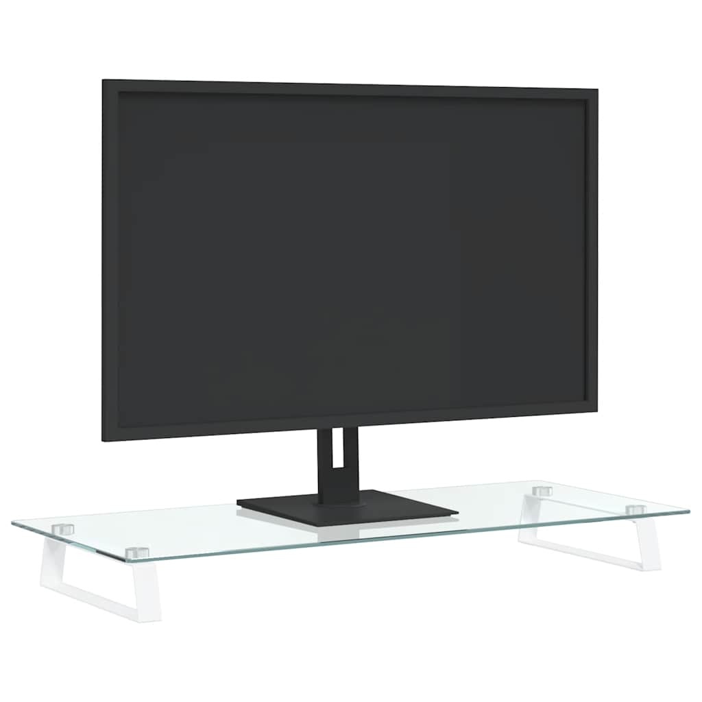 vidaXL Βάση Οθόνης Λευκή 80 x 35 x 8 εκ. από Ψημένο Γυαλί και Μέταλλο