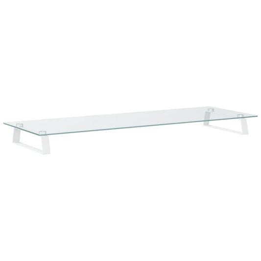 vidaXL Βάση Οθόνης Λευκή 100 x 35 x 8 εκ. από Ψημένο Γυαλί και Μέταλλο