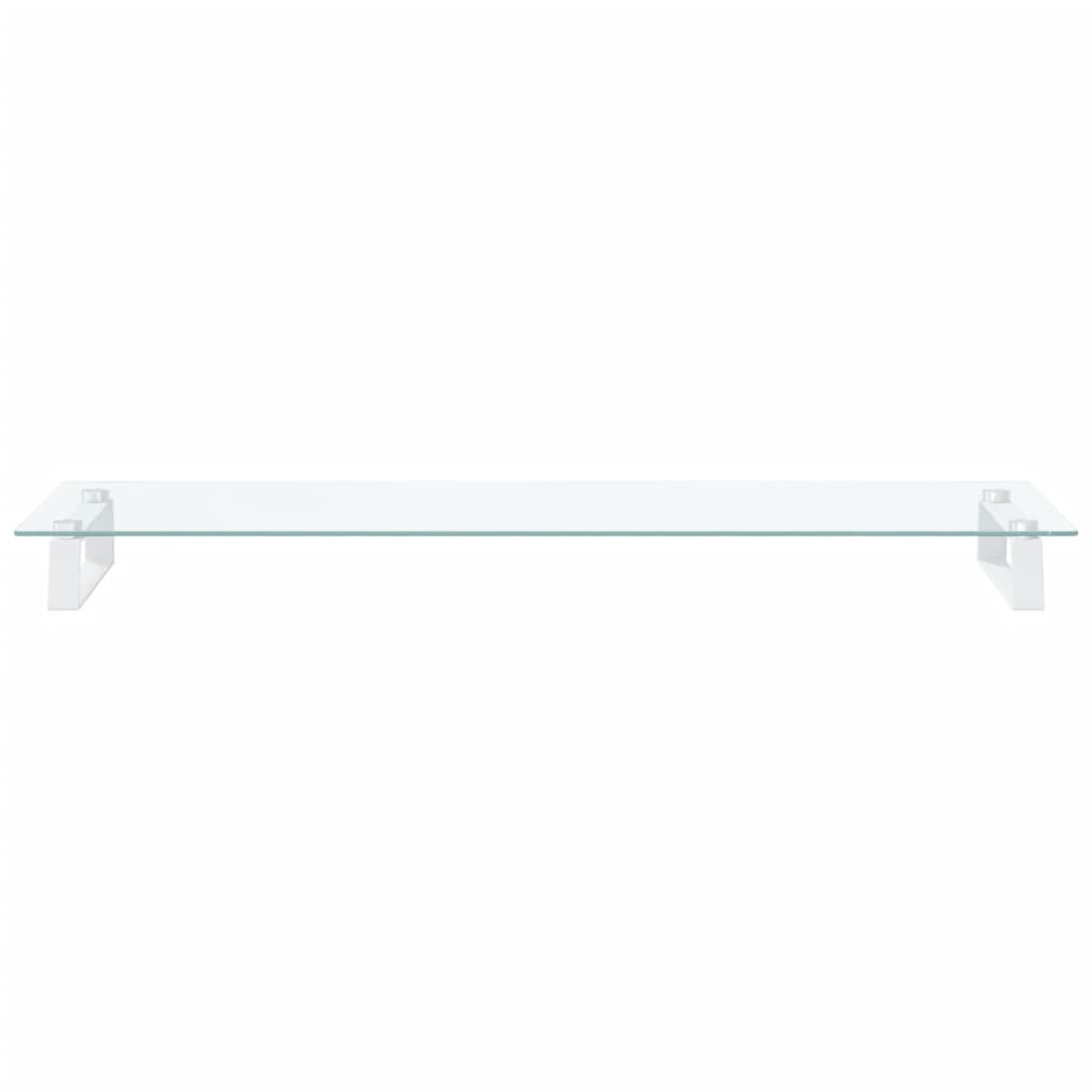vidaXL Βάση Οθόνης Λευκή 100 x 35 x 8 εκ. από Ψημένο Γυαλί και Μέταλλο