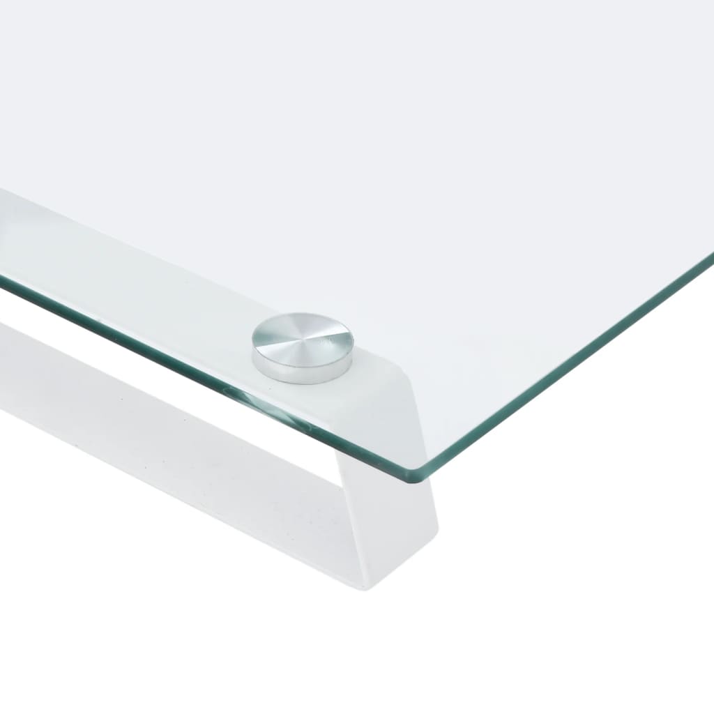 vidaXL Βάση Οθόνης Λευκή 100 x 35 x 8 εκ. από Ψημένο Γυαλί και Μέταλλο
