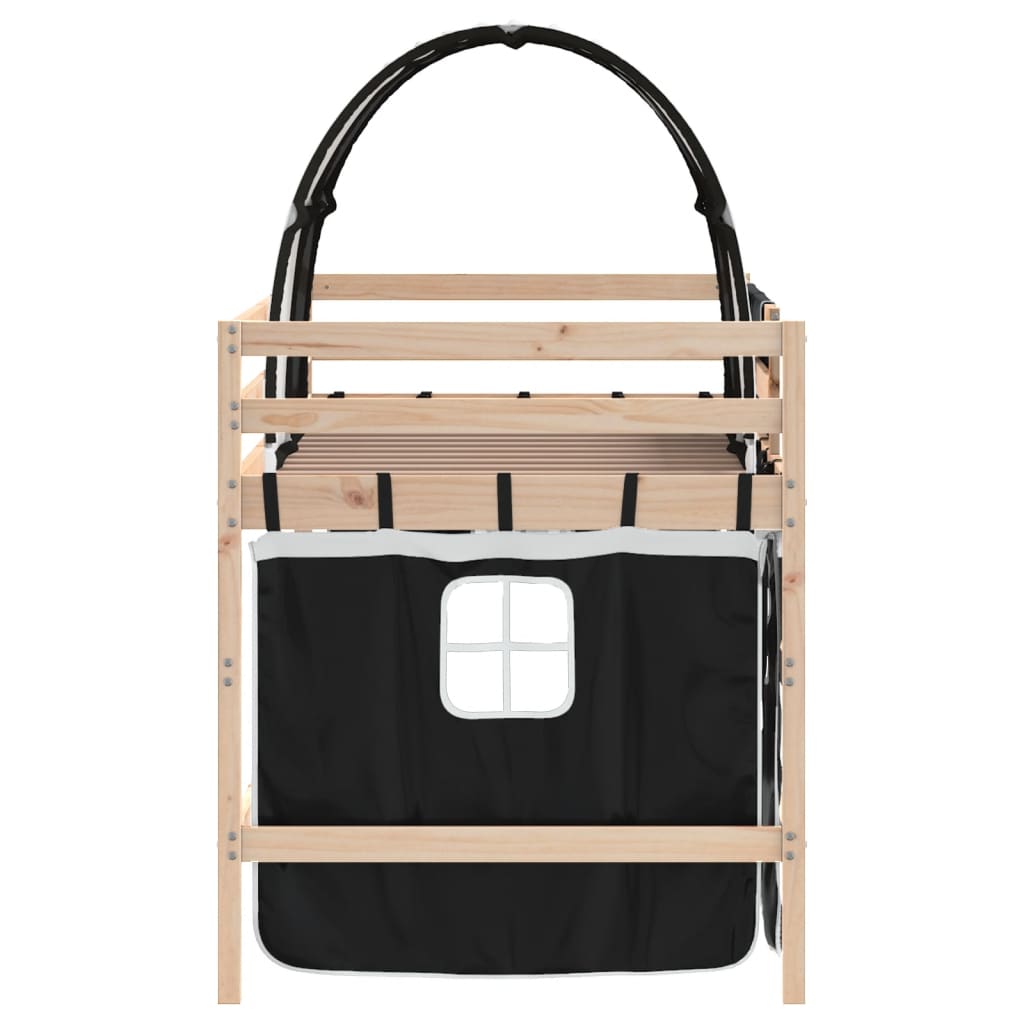 vidaXL Υπερυψ. Κρεβάτι με Τούνελ Λευκό/Μαύρο 80x200 εκ. Μασίφ Πεύκο