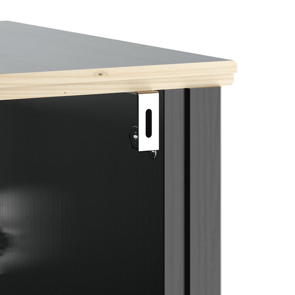 vidaXL Σετ Έπιπλα Μπάνιου 2 Τεμαχίων BERG Μαύρα από Μασίφ Ξύλο Πεύκου