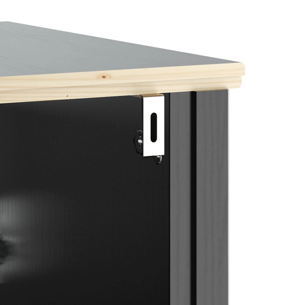 vidaXL Σετ Έπιπλα Μπάνιου 3 Τεμαχίων BERG Μαύρα από Μασίφ Ξύλο Πεύκου