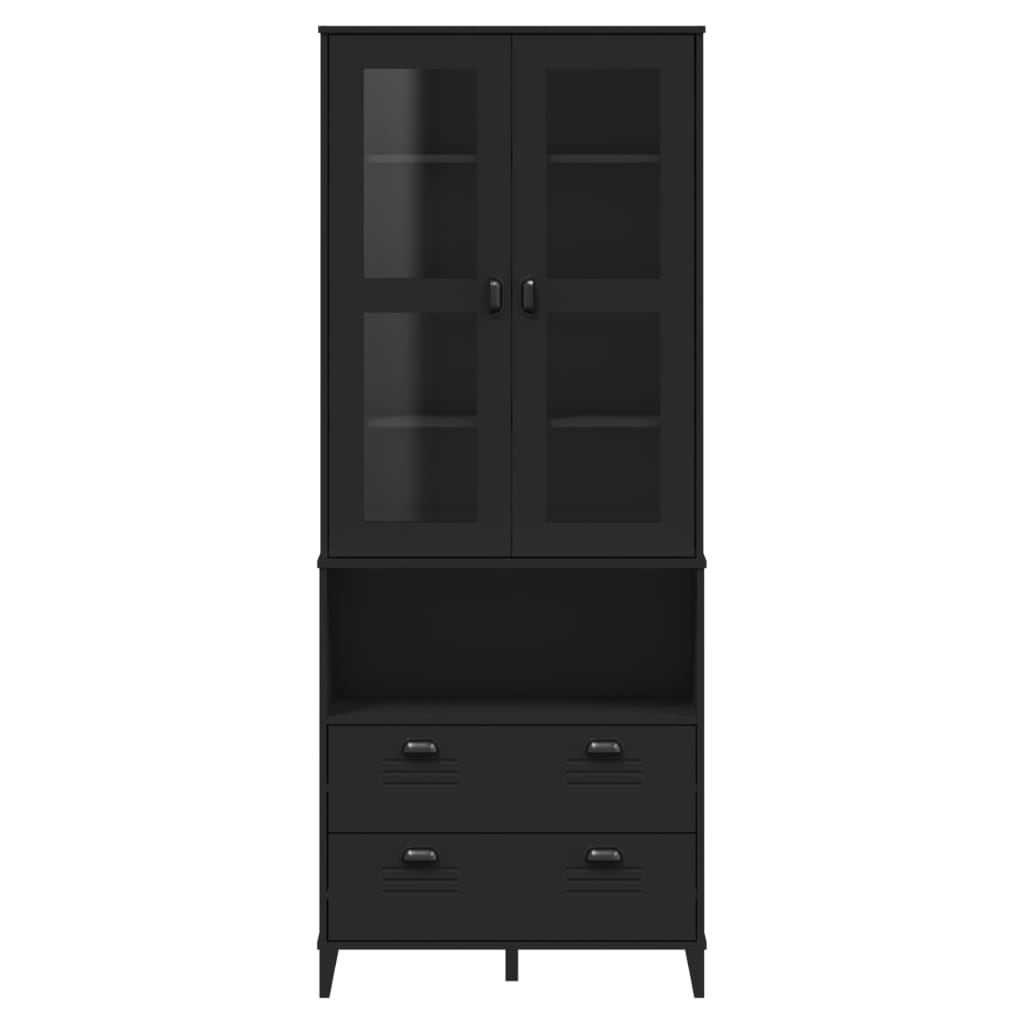 vidaXL Ντουλάπι Ψηλό VIKEN Μαύρος 80x40x200 εκ. από Μασίφ Ξύλο Πεύκου