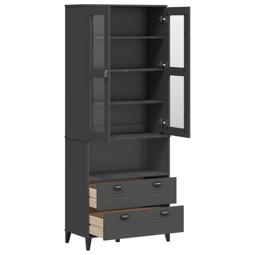 vidaXL Ντουλάπι Ψηλό VIKEN Ανθρακί Γκρι 80x40x200εκ. Μασίφ Ξύλο Πεύκου