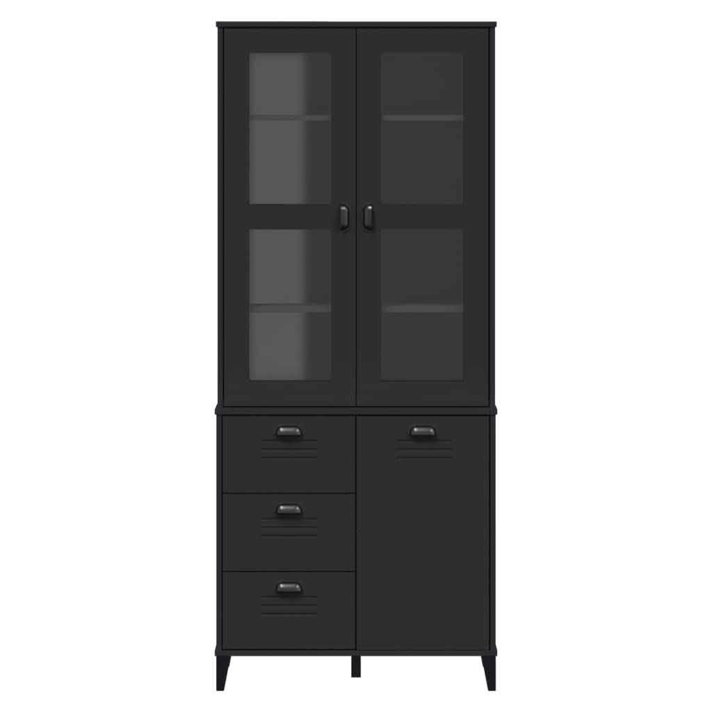 vidaXL Ντουλάπι Ψηλό VIKEN Μαύρος 80x40x190 εκ. από Μασίφ Ξύλο Πεύκου