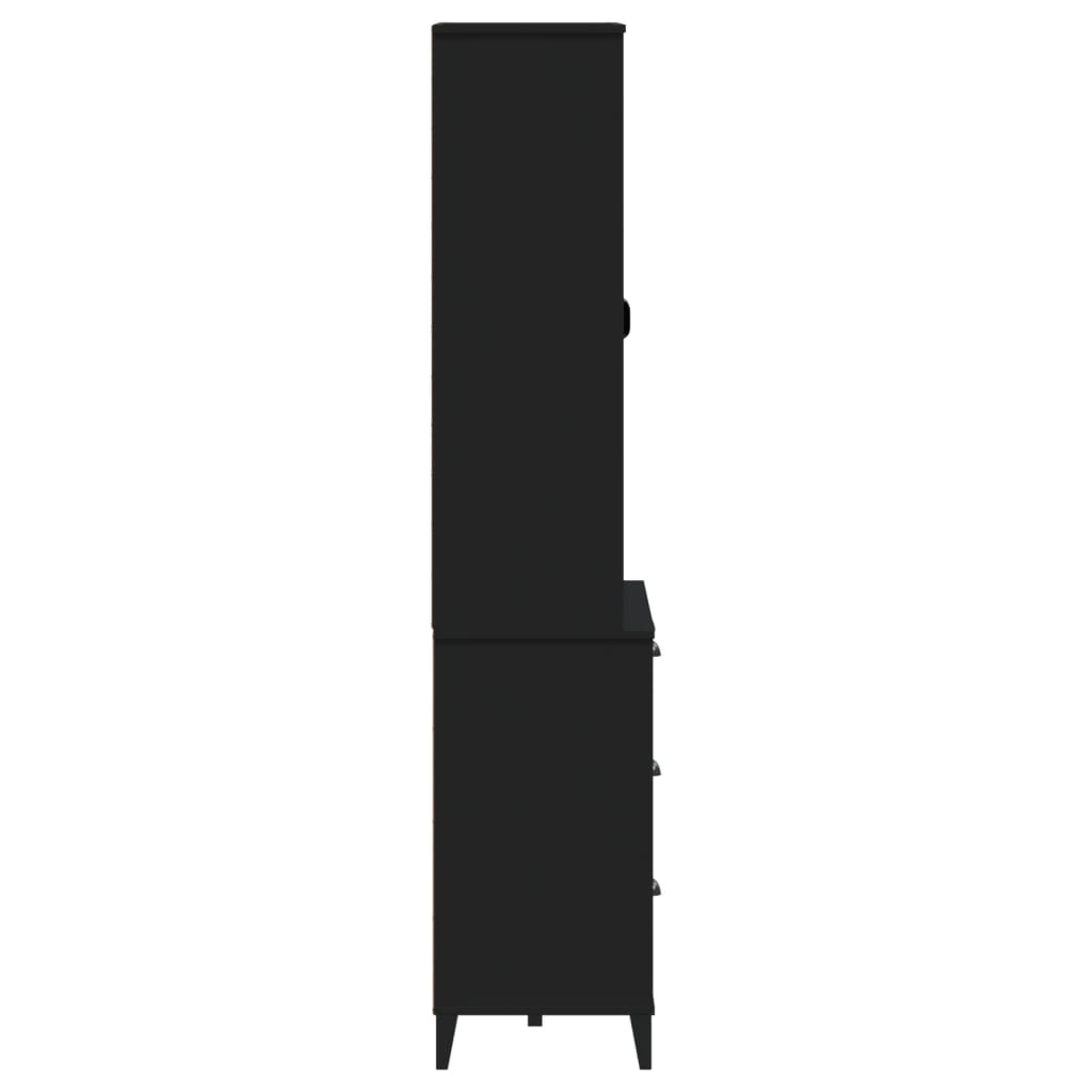 vidaXL Ντουλάπι Ψηλό VIKEN Μαύρος 80x40x190 εκ. από Μασίφ Ξύλο Πεύκου