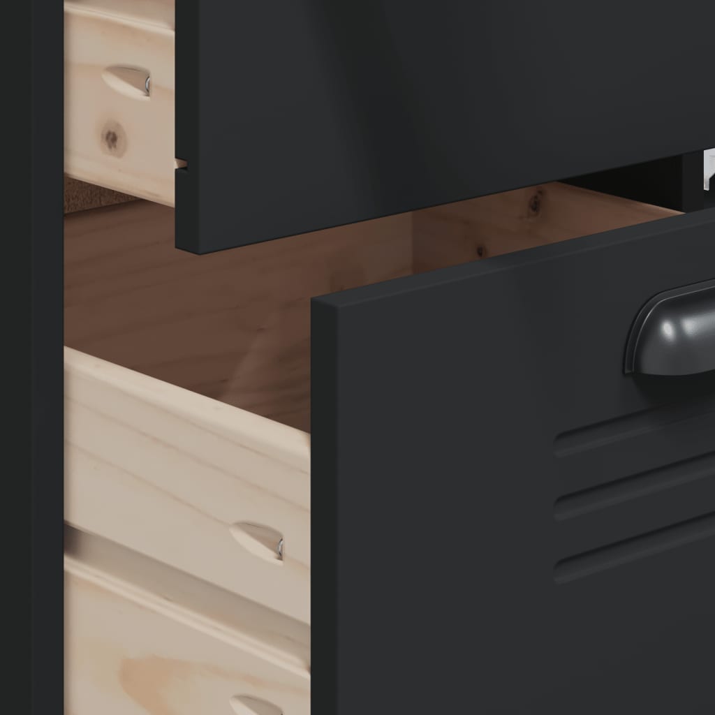 vidaXL Ντουλάπι Ψηλό VIKEN Μαύρος 80x40x190 εκ. από Μασίφ Ξύλο Πεύκου