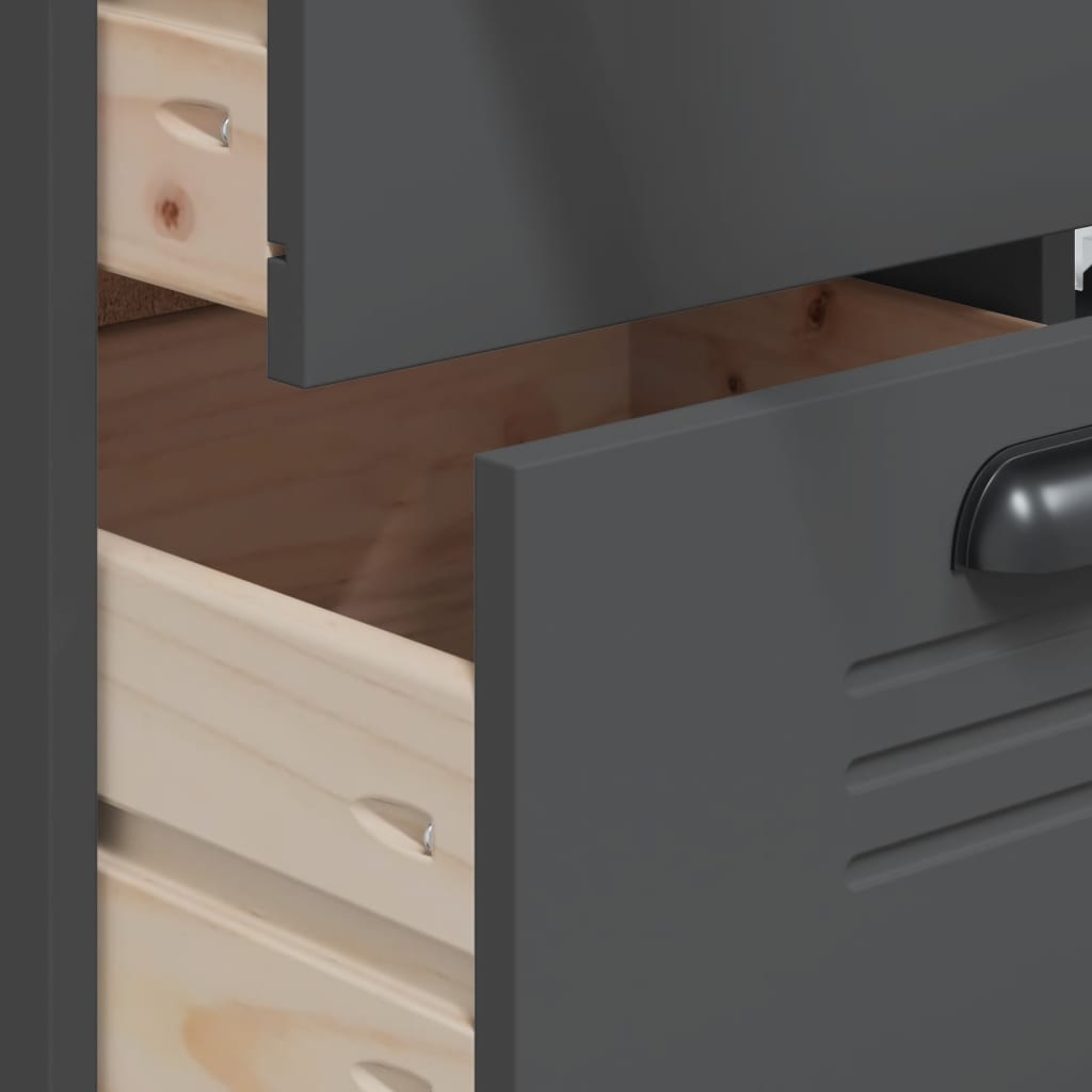 vidaXL Ντουλάπι Ψηλό VIKEN Ανθρακί Γκρι 80x40x190εκ. Μασίφ Ξύλο Πεύκου