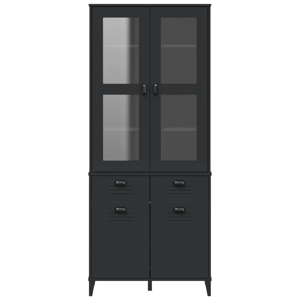 vidaXL Ντουλάπι Ψηλό VIKEN Μαύρος 80x40x190 εκ. από Μασίφ Ξύλο Πεύκου