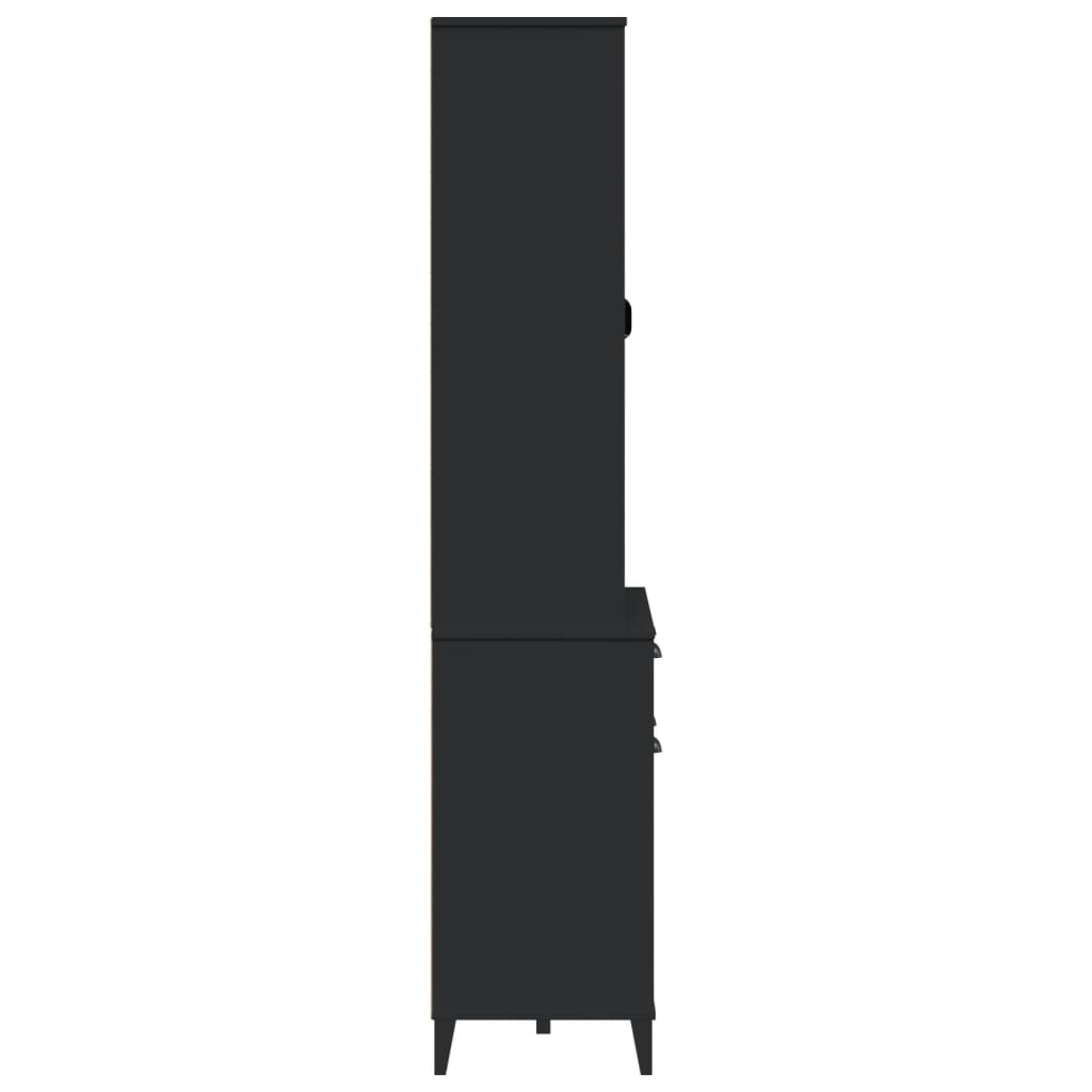 vidaXL Ντουλάπι Ψηλό VIKEN Μαύρος 80x40x190 εκ. από Μασίφ Ξύλο Πεύκου