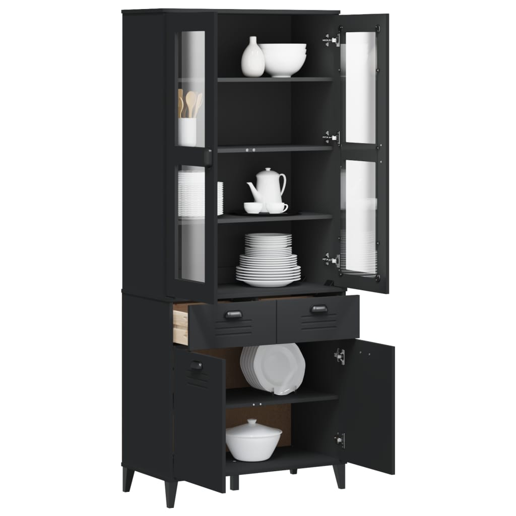 vidaXL Ντουλάπι Ψηλό VIKEN Μαύρος 80x40x190 εκ. από Μασίφ Ξύλο Πεύκου