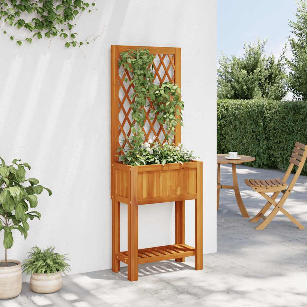 vidaXL Γλάστρα με Καφασωτό / Ράφι 55x29,5x152 εκ. Μασίφ Ξύλο Ακακίας