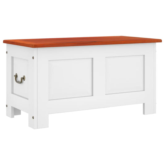 vidaXL Μπαούλο Αποθήκευσης με Καπάκι Καφέ/Λευκό Μασίφ Ξύλο Ακακίας