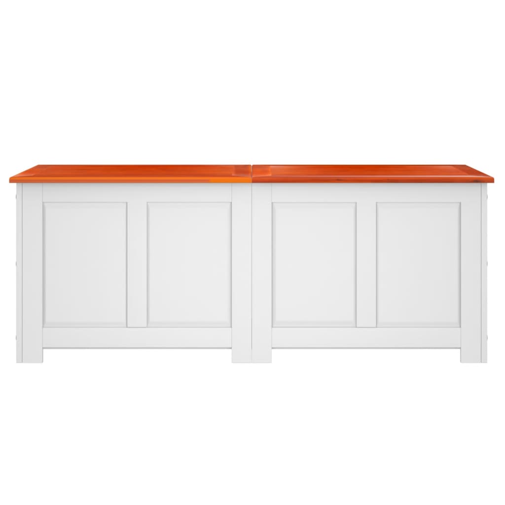 vidaXL Μπαούλο Αποθήκευσης με Καπάκι Καφέ/Λευκό Μασίφ Ξύλο Ακακίας