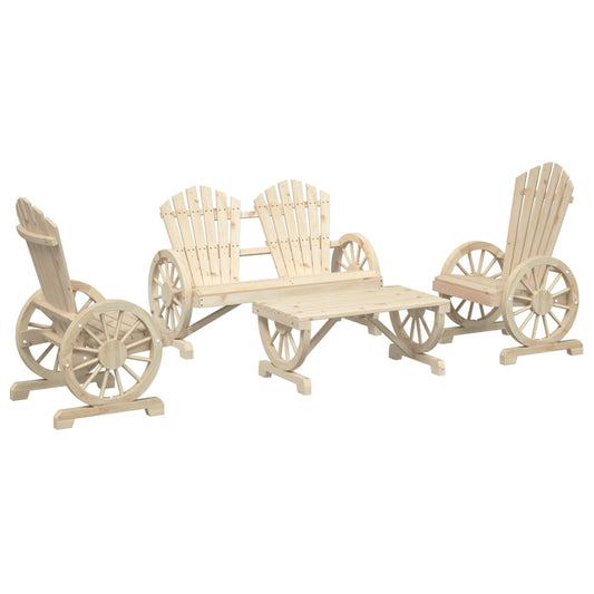 vidaXL Σαλόνι Κήπου Σετ 4 Τεμαχίων από Μασίφ Ξύλο Ελάτης