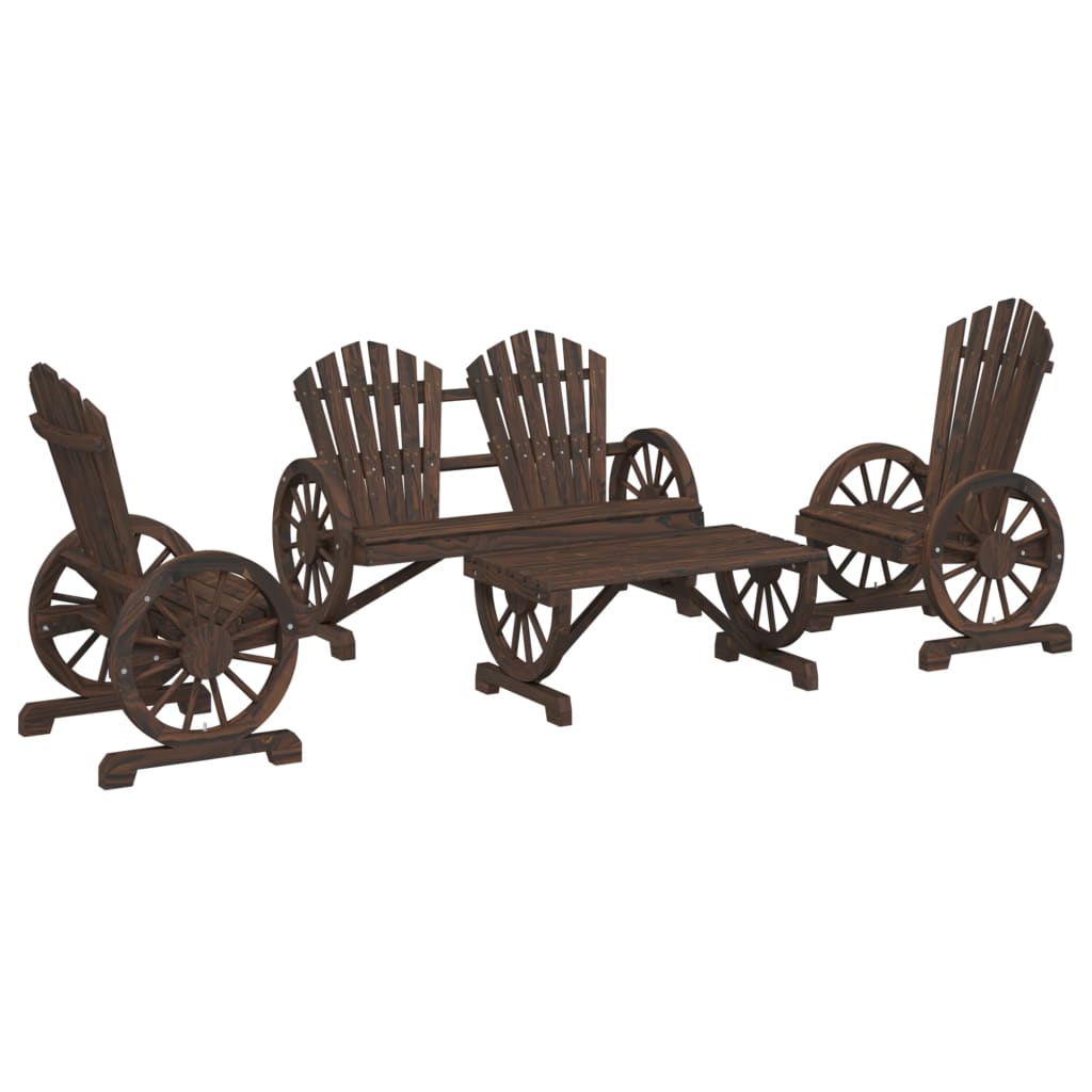 vidaXL Σαλόνι Κήπου Σετ 4 Τεμαχίων από Μασίφ Ξύλο Ελάτης