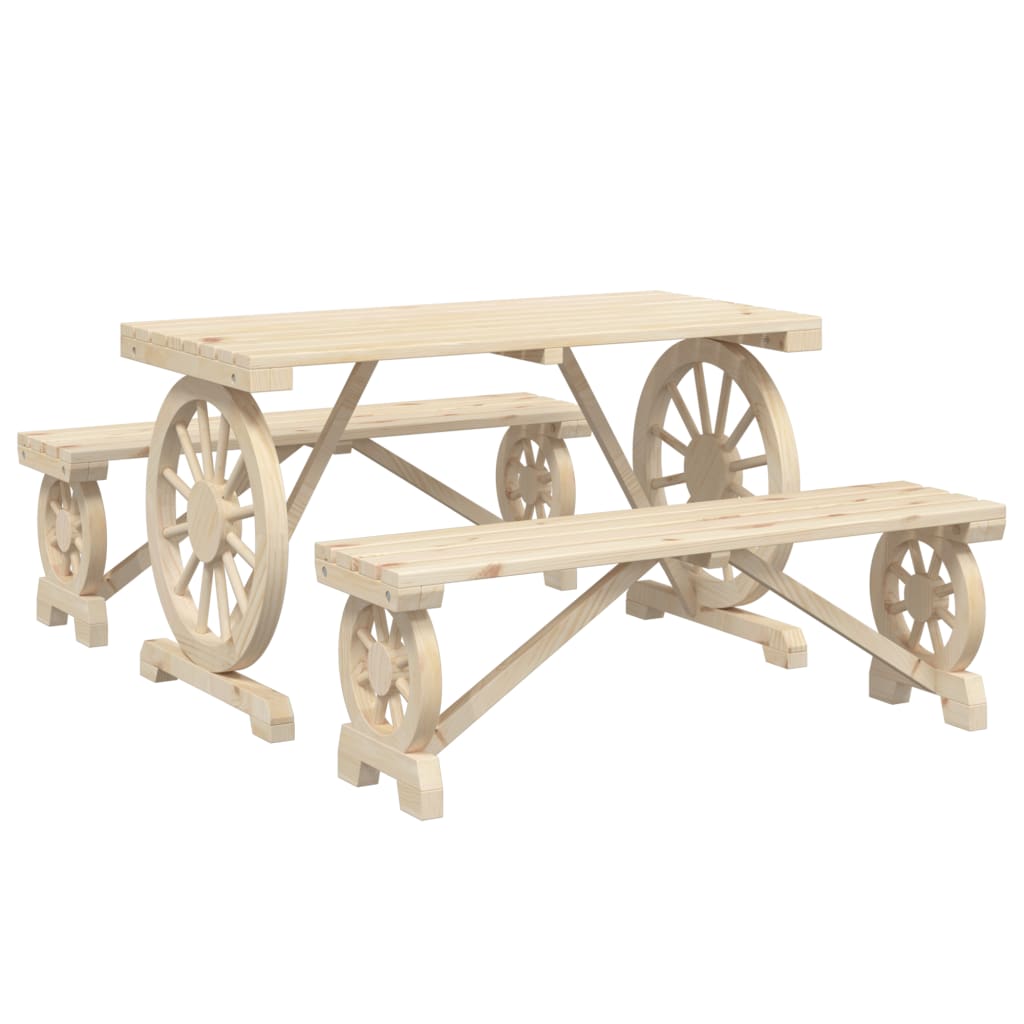 vidaXL Τραπεζαρία Κήπου Σετ 3 Τεμαχίων από Μασίφ Ξύλο Ελάτης