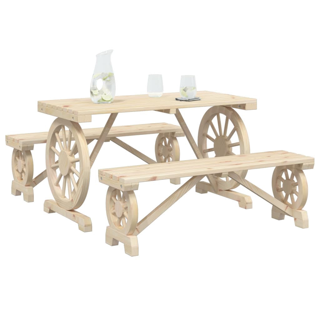 vidaXL Τραπεζαρία Κήπου Σετ 3 Τεμαχίων από Μασίφ Ξύλο Ελάτης