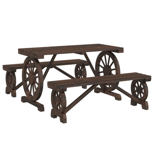 vidaXL Τραπεζαρία Κήπου Σετ 3 Τεμαχίων από Μασίφ Ξύλο Ελάτης