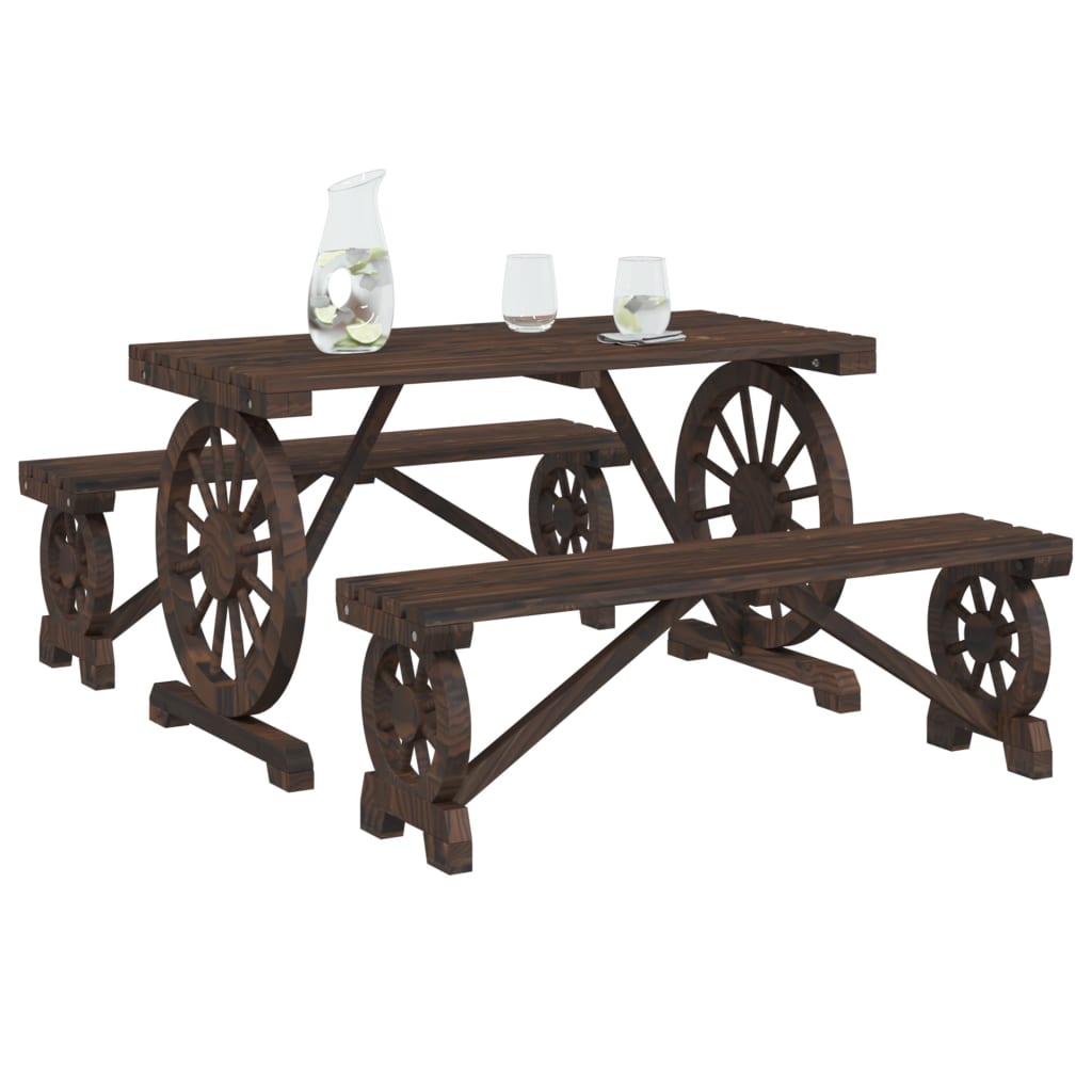 vidaXL Τραπεζαρία Κήπου Σετ 3 Τεμαχίων από Μασίφ Ξύλο Ελάτης