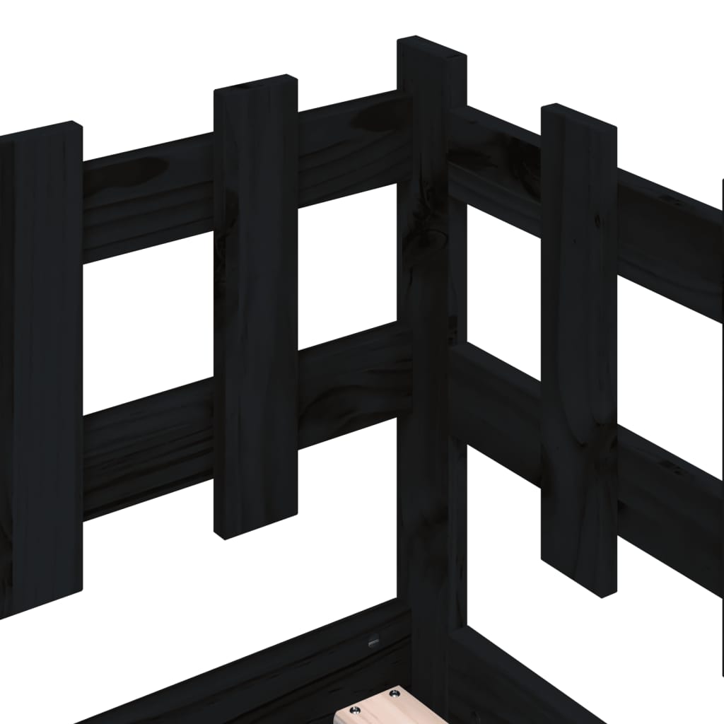 vidaXL Καναπές Κρεβάτι Μαύρος 90 x 190 εκ. από Μασίφ Ξύλο Πεύκου