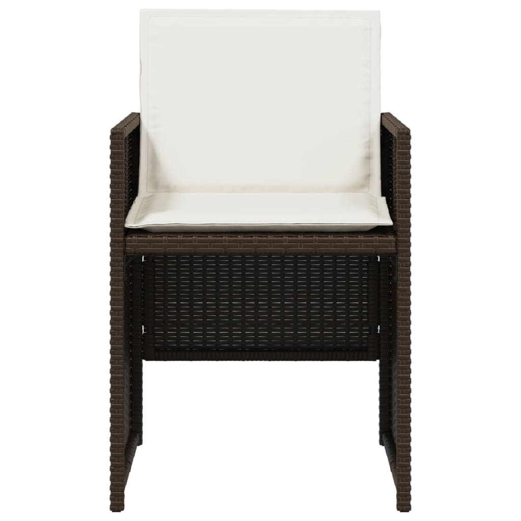 vidaXL Καρέκλες Κήπου 4 τεμ. Καφέ Συνθ. Ρατάν Μαξιλάρια