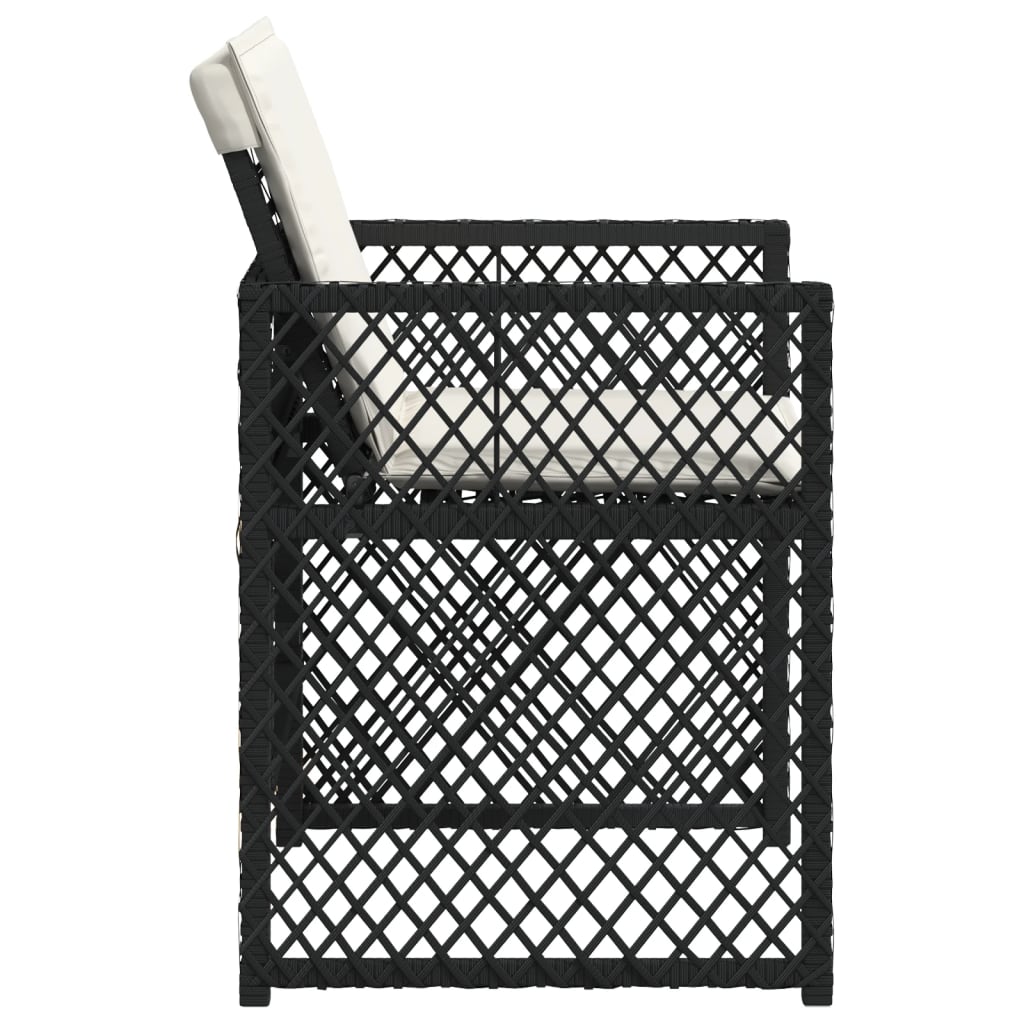 vidaXL Καρέκλες Κήπου 4 τεμ. Μαύρες από Συνθετικό Ρατάν με Μαξιλάρια