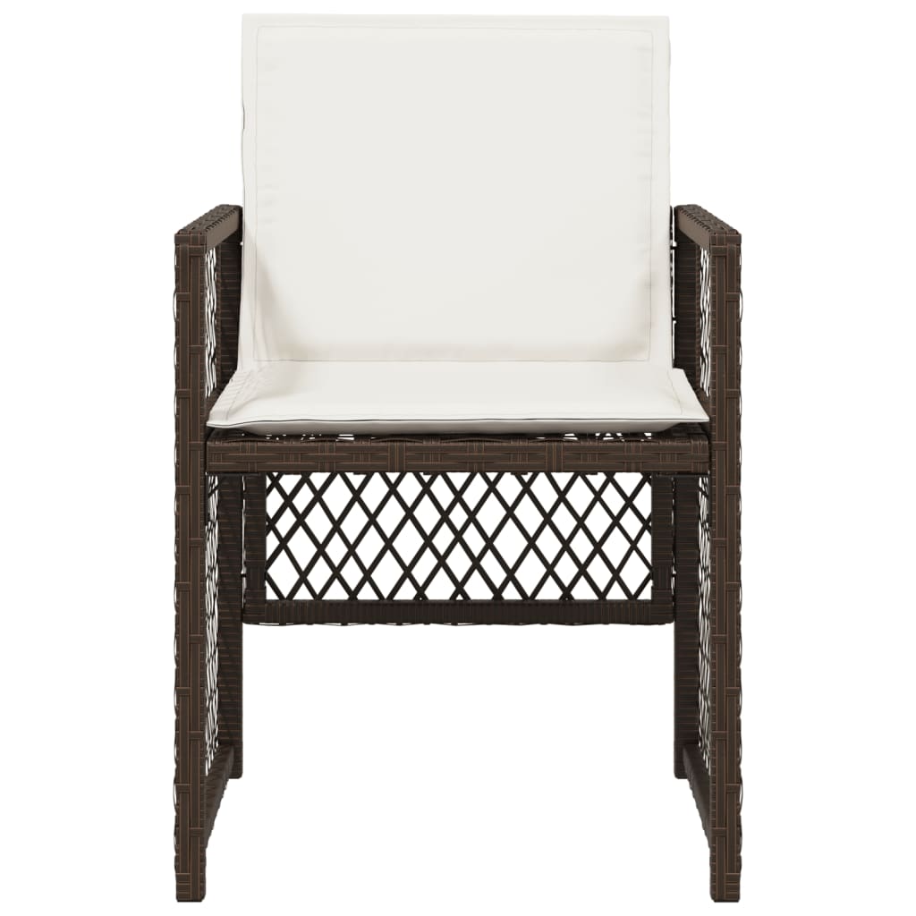 vidaXL Καρέκλες Κήπου 4 τεμ. Καφέ Συνθ. Ρατάν Μαξιλάρια