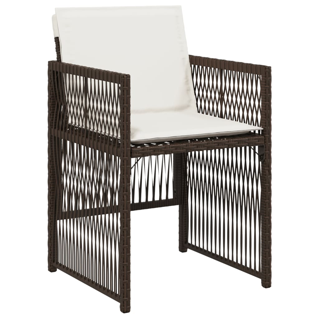 vidaXL Καρέκλες Κήπου 4 τεμ. Καφέ Συνθ. Ρατάν Μαξιλάρια