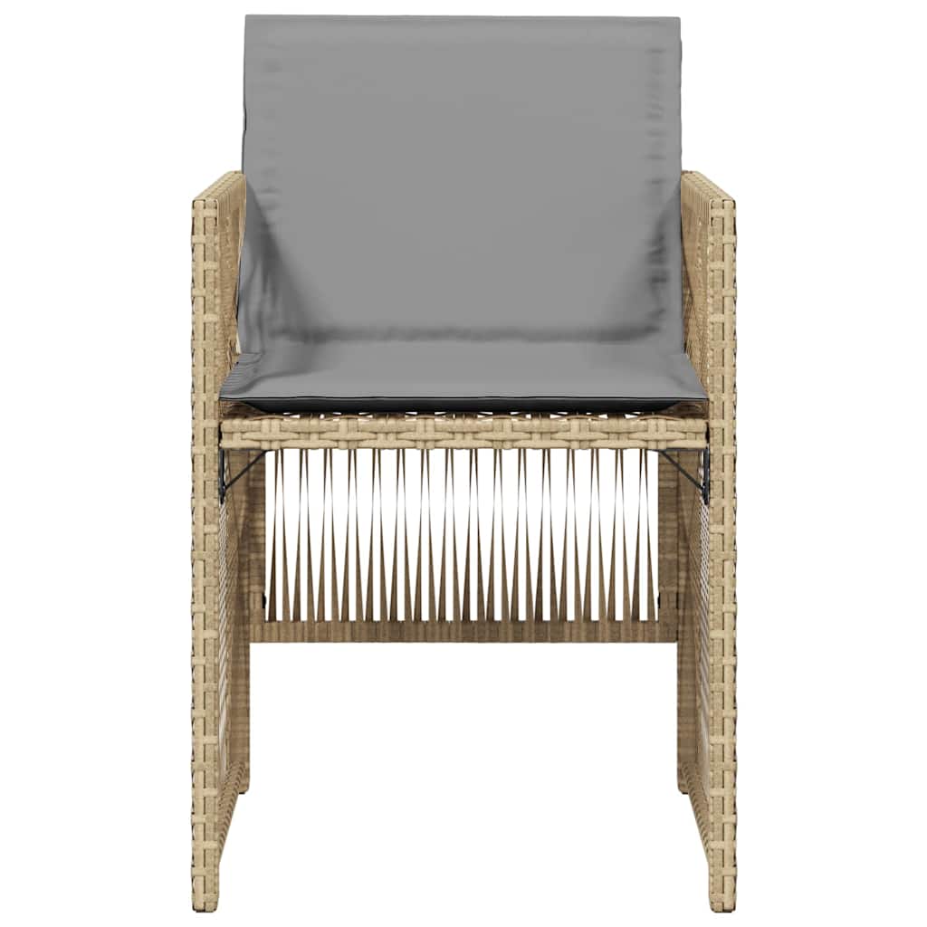 vidaXL Καρέκλες Κήπου 4 τεμ. Μικτό Μπεζ Συνθετικό Ρατάν με Μαξιλάρια