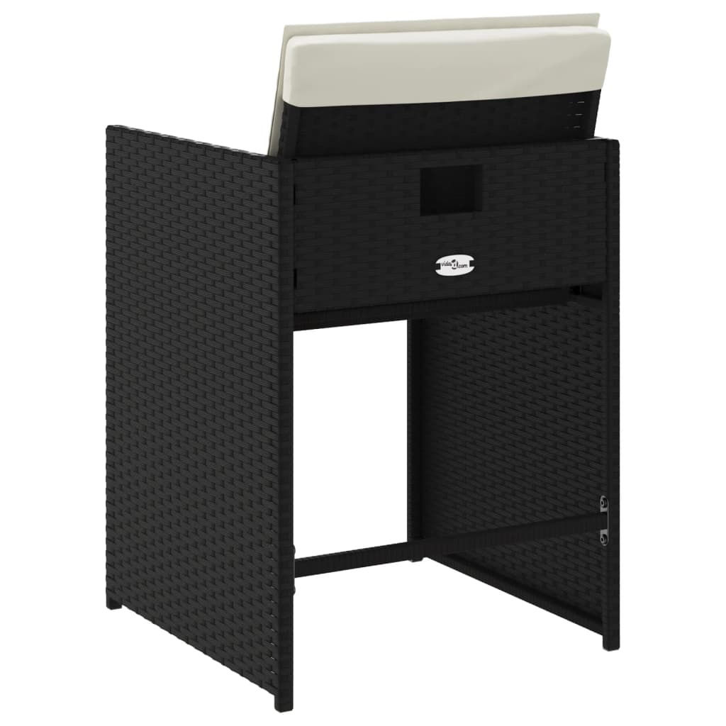 vidaXL Καρέκλες Κήπου 4 τεμ. Μαύρες από Συνθετικό Ρατάν με Μαξιλάρια