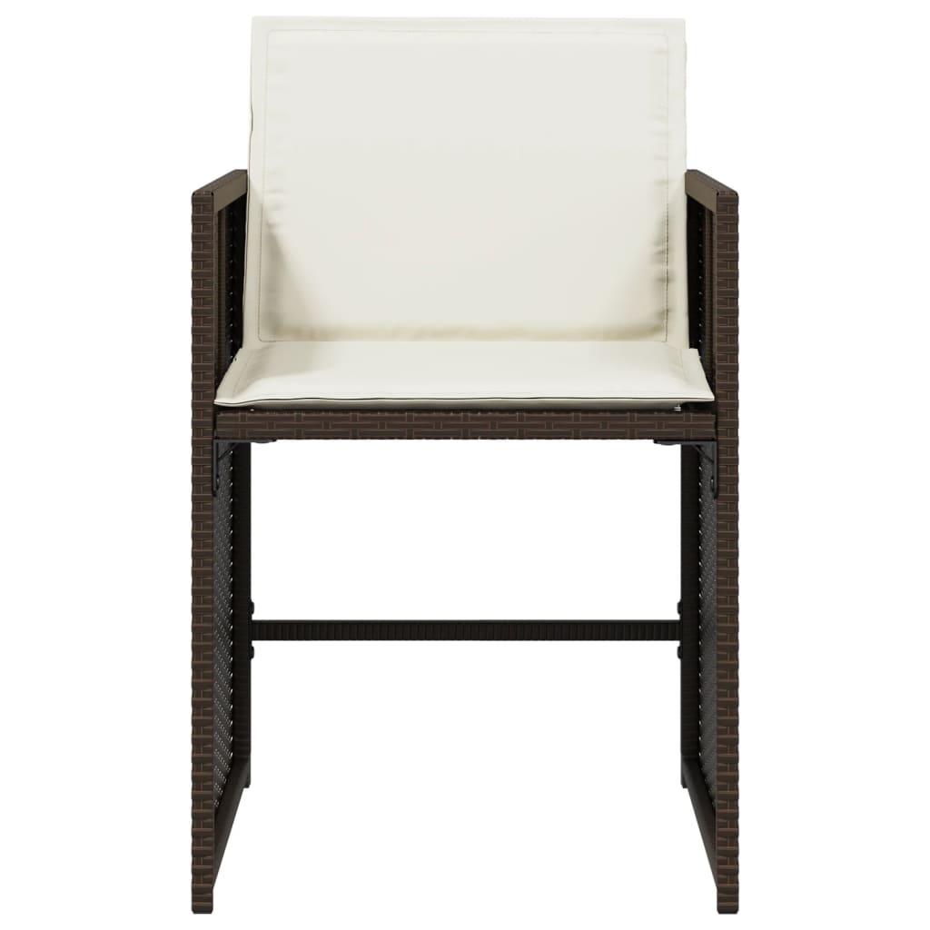 vidaXL Καρέκλες Κήπου 4 τεμ. Καφέ Συνθ. Ρατάν Μαξιλάρια