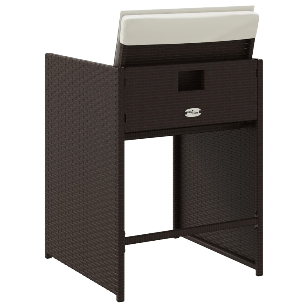 vidaXL Καρέκλες Κήπου 4 τεμ. Καφέ Συνθ. Ρατάν Μαξιλάρια