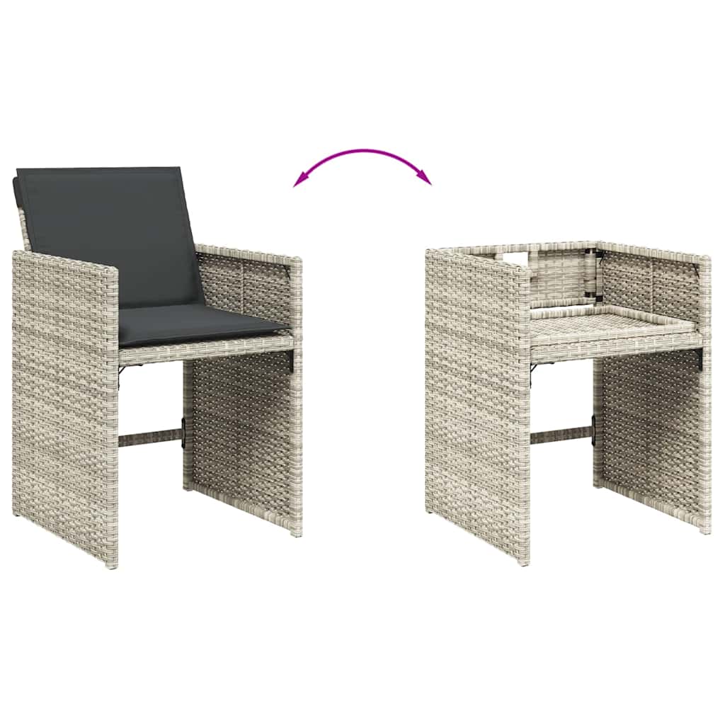 vidaXL Καρέκλες Κήπου 4 τεμ. Αν. Γκρι από Συνθετικό Ρατάν με Μαξιλάρια