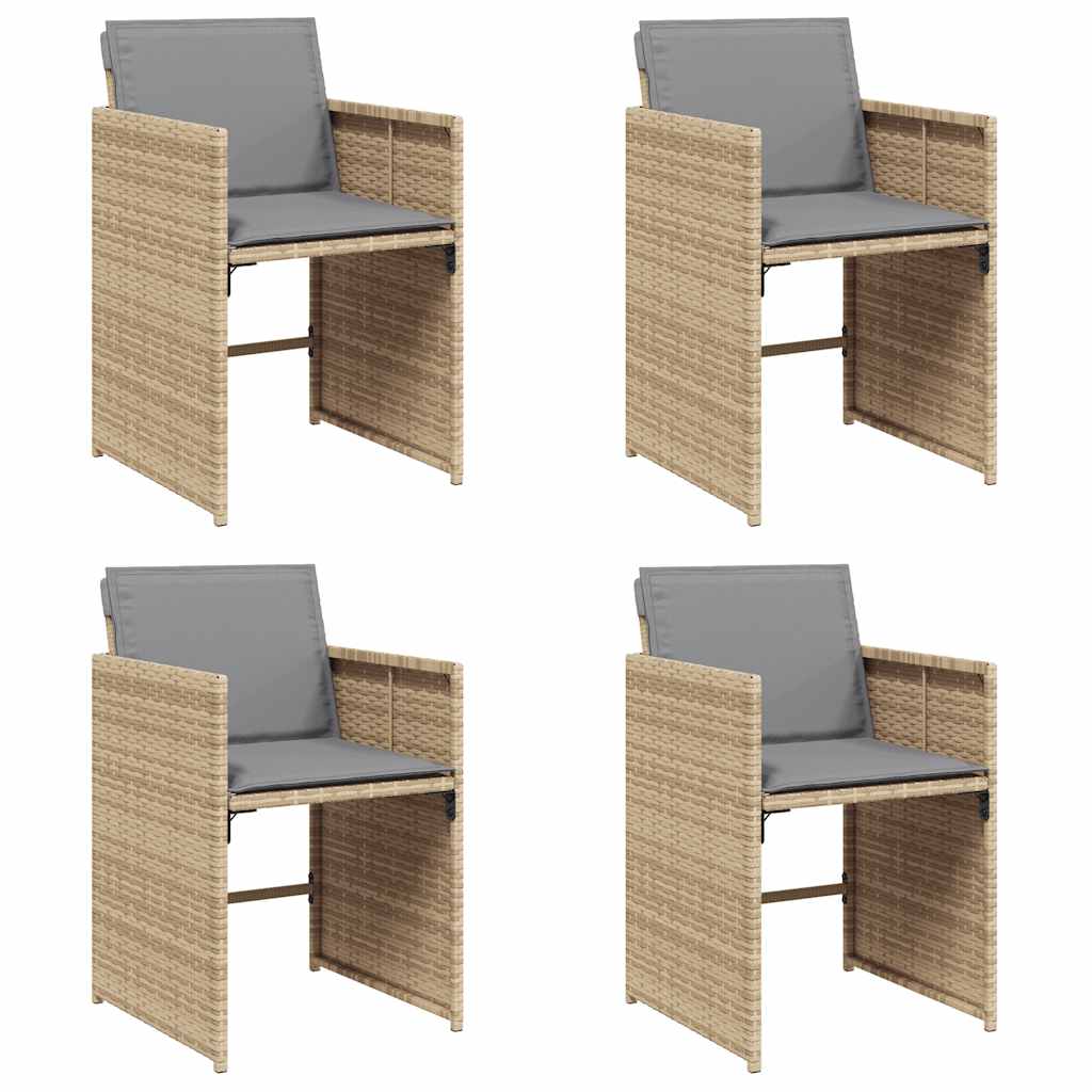vidaXL Καρέκλες Κήπου 4 τεμ. Μικτό Μπεζ Συνθετικό Ρατάν με Μαξιλάρια