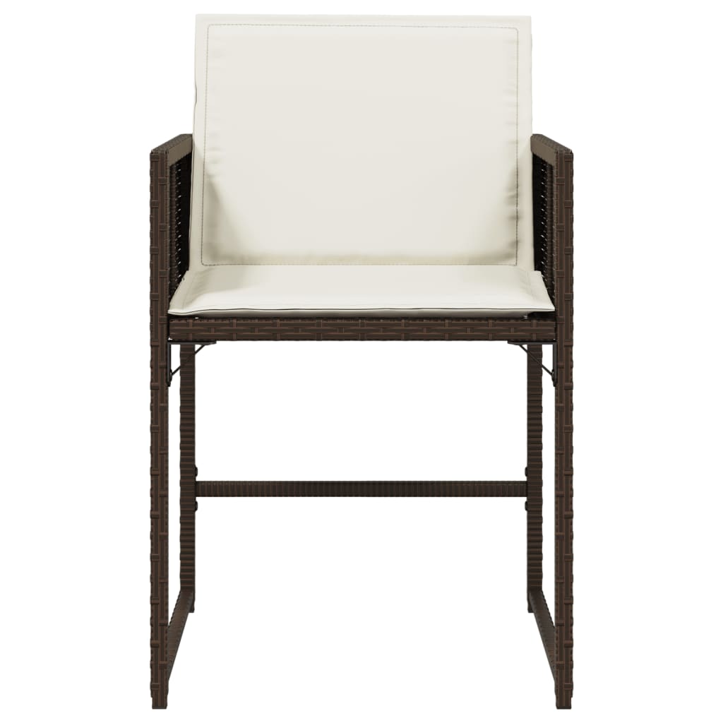 vidaXL Καρέκλες Κήπου 4 τεμ. Καφέ Συνθ. Ρατάν Μαξιλάρια