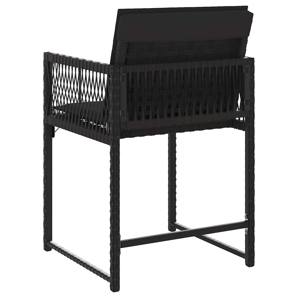 vidaXL Καρέκλες Κήπου 4 τεμ. Μαύρες από Συνθετικό Ρατάν με Μαξιλάρια