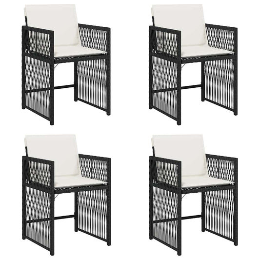 vidaXL Καρέκλες Κήπου 4 τεμ. Μαύρες από Συνθετικό Ρατάν με Μαξιλάρια