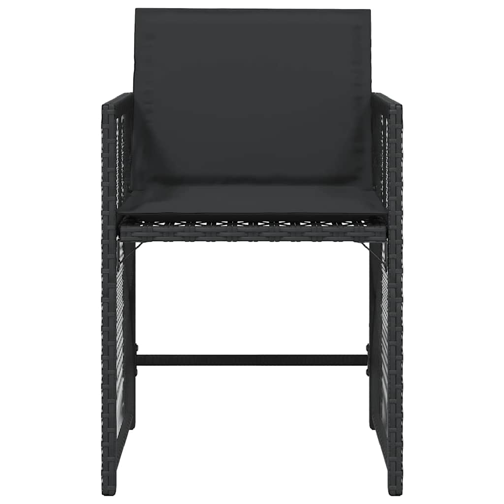 vidaXL Καρέκλες Κήπου 4 τεμ. Μαύρες από Συνθετικό Ρατάν με Μαξιλάρια