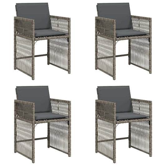 vidaXL Καρέκλες Κήπου 4 τεμ. Γκρι από Συνθετικό Ρατάν με Μαξιλάρια
