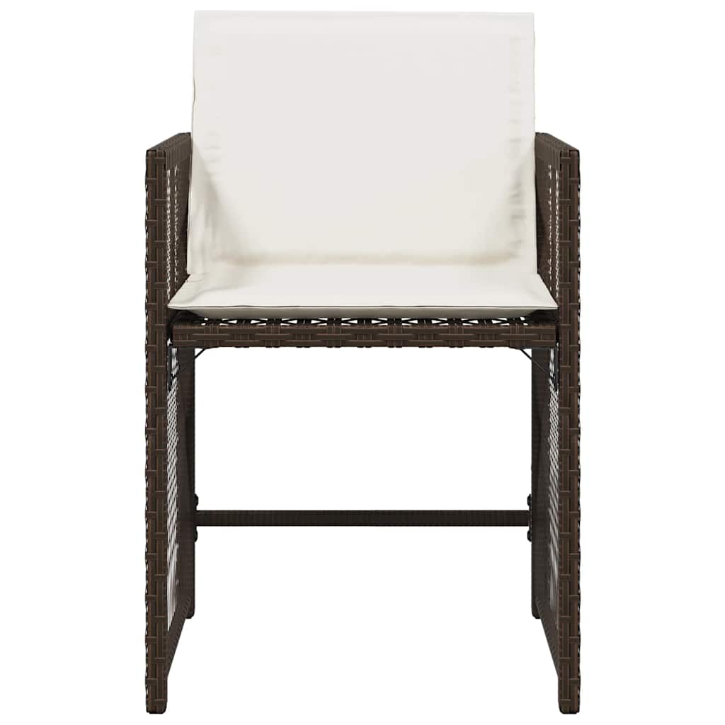 vidaXL Καρέκλες Κήπου 4 τεμ. Καφέ Συνθ. Ρατάν Μαξιλάρια