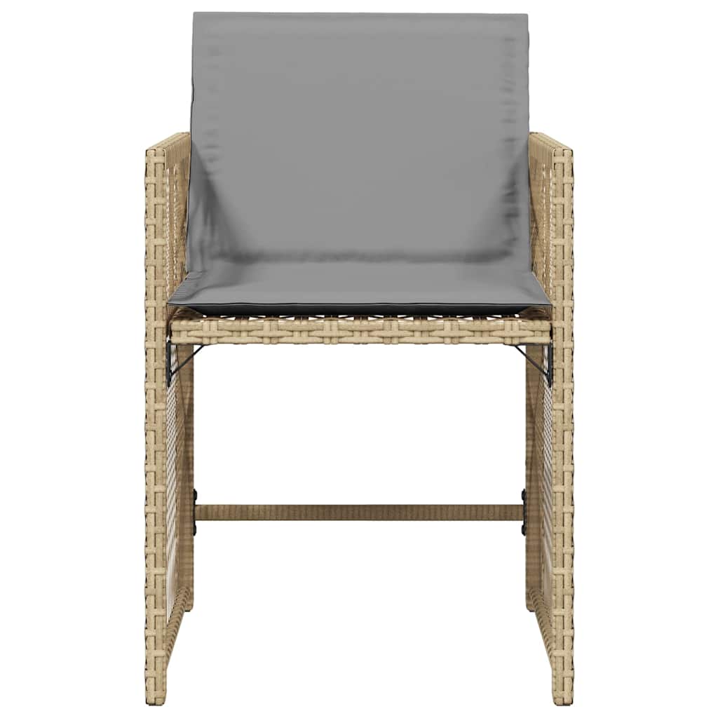 vidaXL Καρέκλες Κήπου 4 τεμ. Μικτό Μπεζ Συνθετικό Ρατάν με Μαξιλάρια